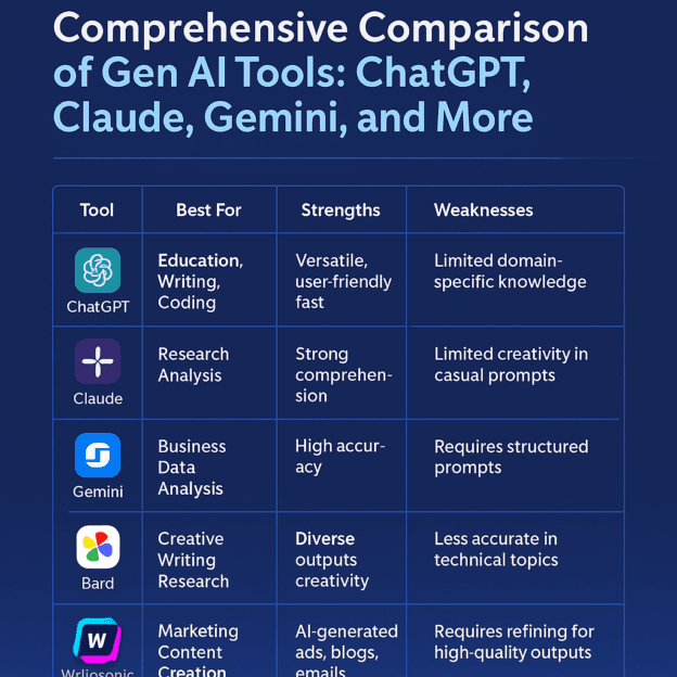 Comprehensive Comparison of Gen AI Tools: ChatGPT, Claude, Gemini, and ...