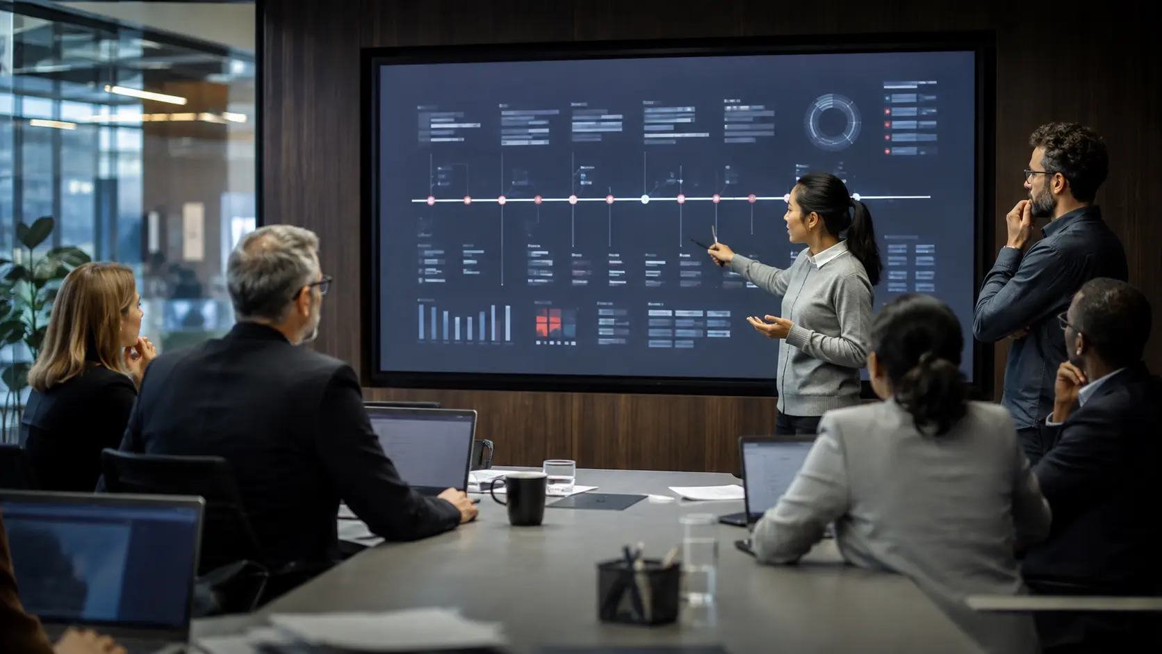 Professional team applying the AI portfolio strategy framework in a realistic workplace decision setting