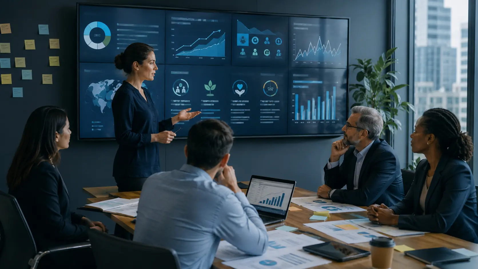 Professional team applying the project value delivery framework in a realistic workplace decision setting