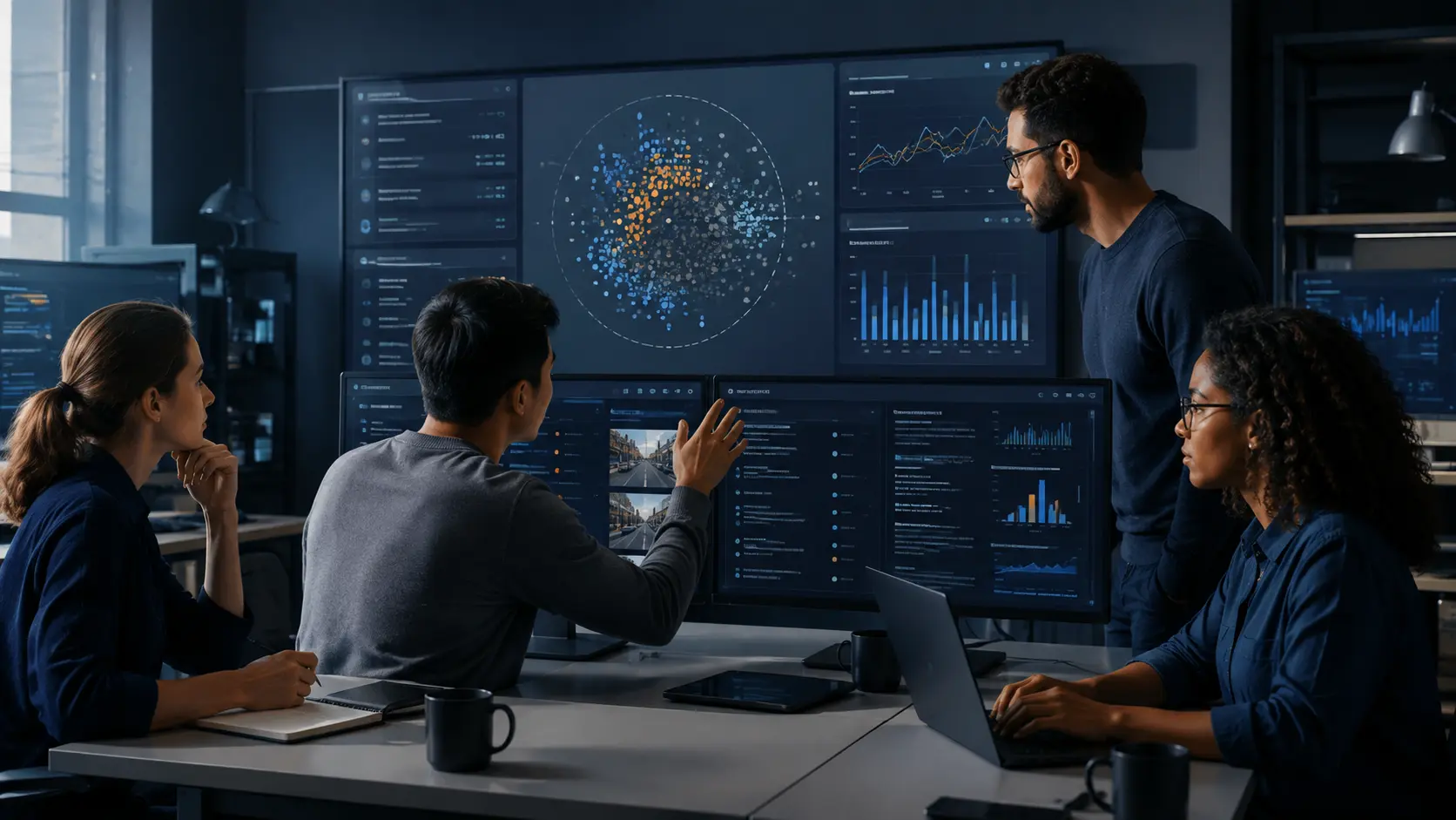 AI Test Oracle Design: How to Decide Whether a Generative Output Is Correct 1 Professional team applying the AI test oracle framework in a realistic workplace decision setting