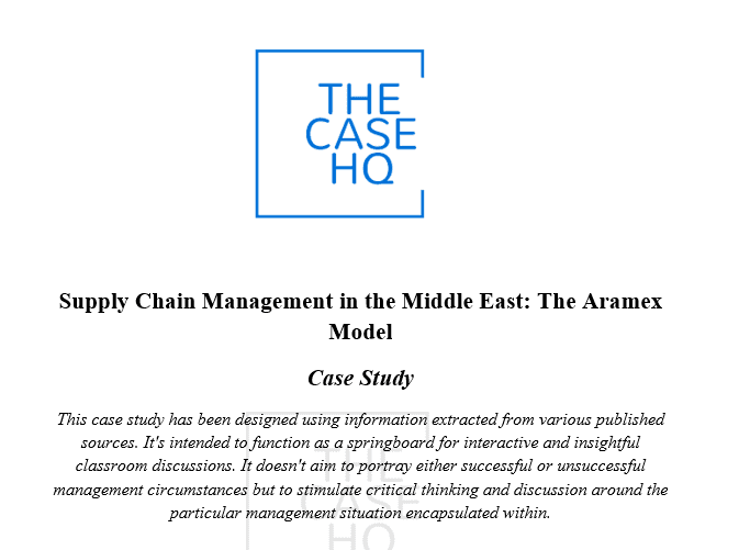 Homepage 27 Supply Chain Management in the Middle East: The Aramex Model