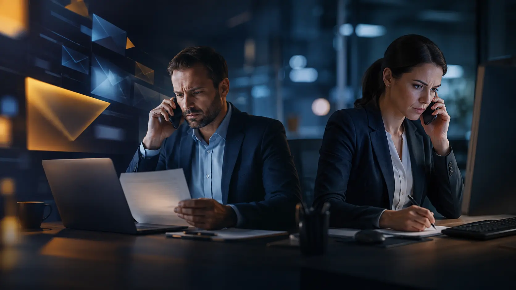 Finance and security staff independently verifying a suspicious executive payment request