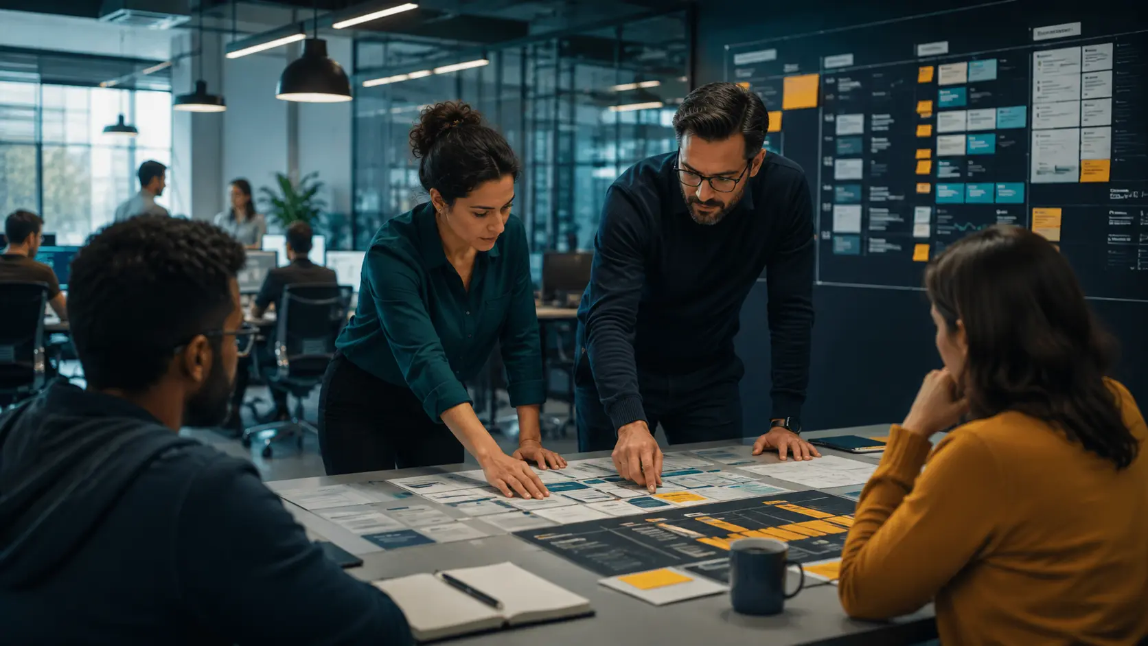 Software project manager and product manager aligning roadmap delivery risks and customer outcomes